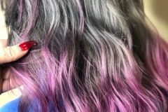 Silver to pink color melt hair treatment
